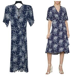 BCBGMAXAZRIA Womens Wrap Dress Size XS Kimono Sleeves V-Neck Waist Tie Floral